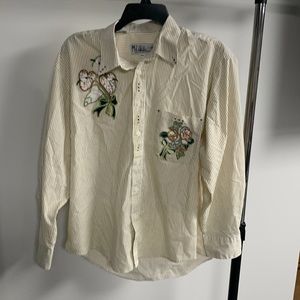 Vintage Mili Floral Embroidered Shirt Size MP